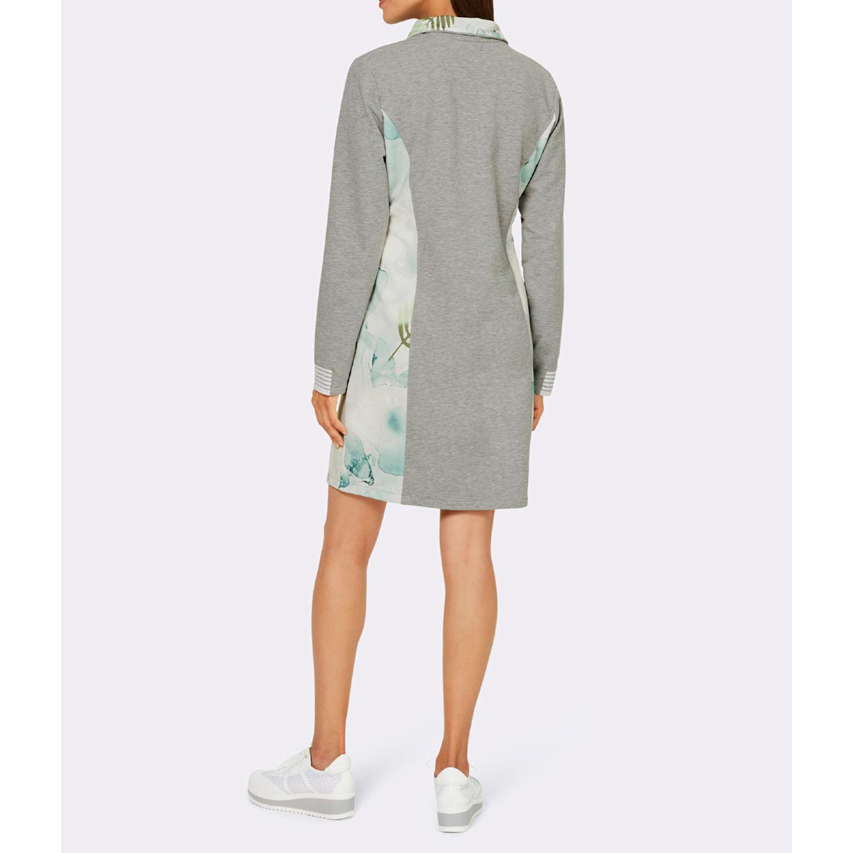 Designer-Sweatkleid m.Druck-Einsätze grau