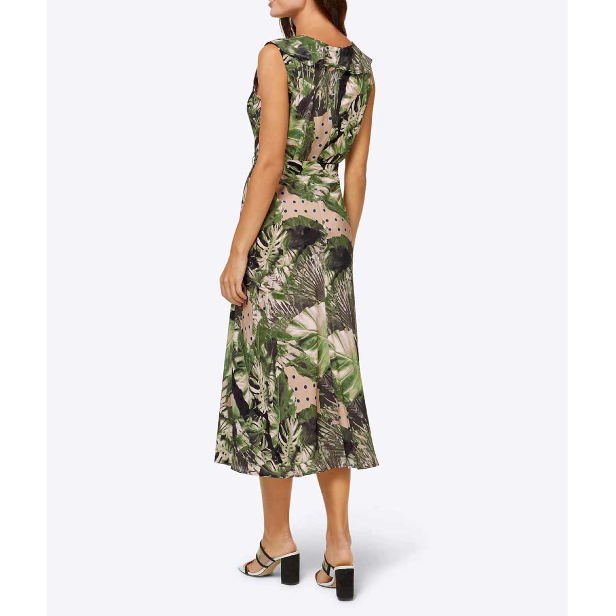 Designer-Druckkleid lindgrün-bunt