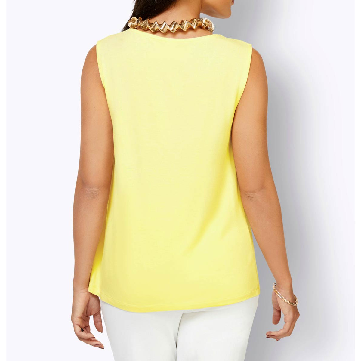 Shirttop m.Falten und Zierperlen zitrone