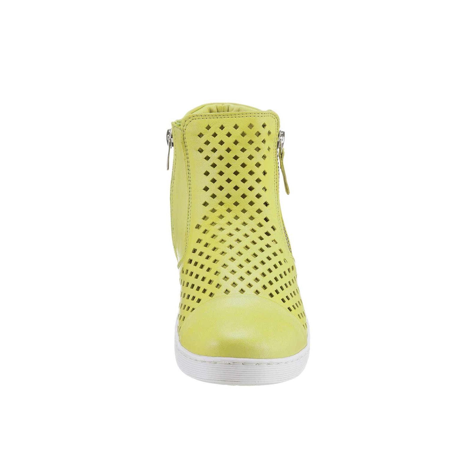 Nappaleder-Hightop-Sneaker limettengelb