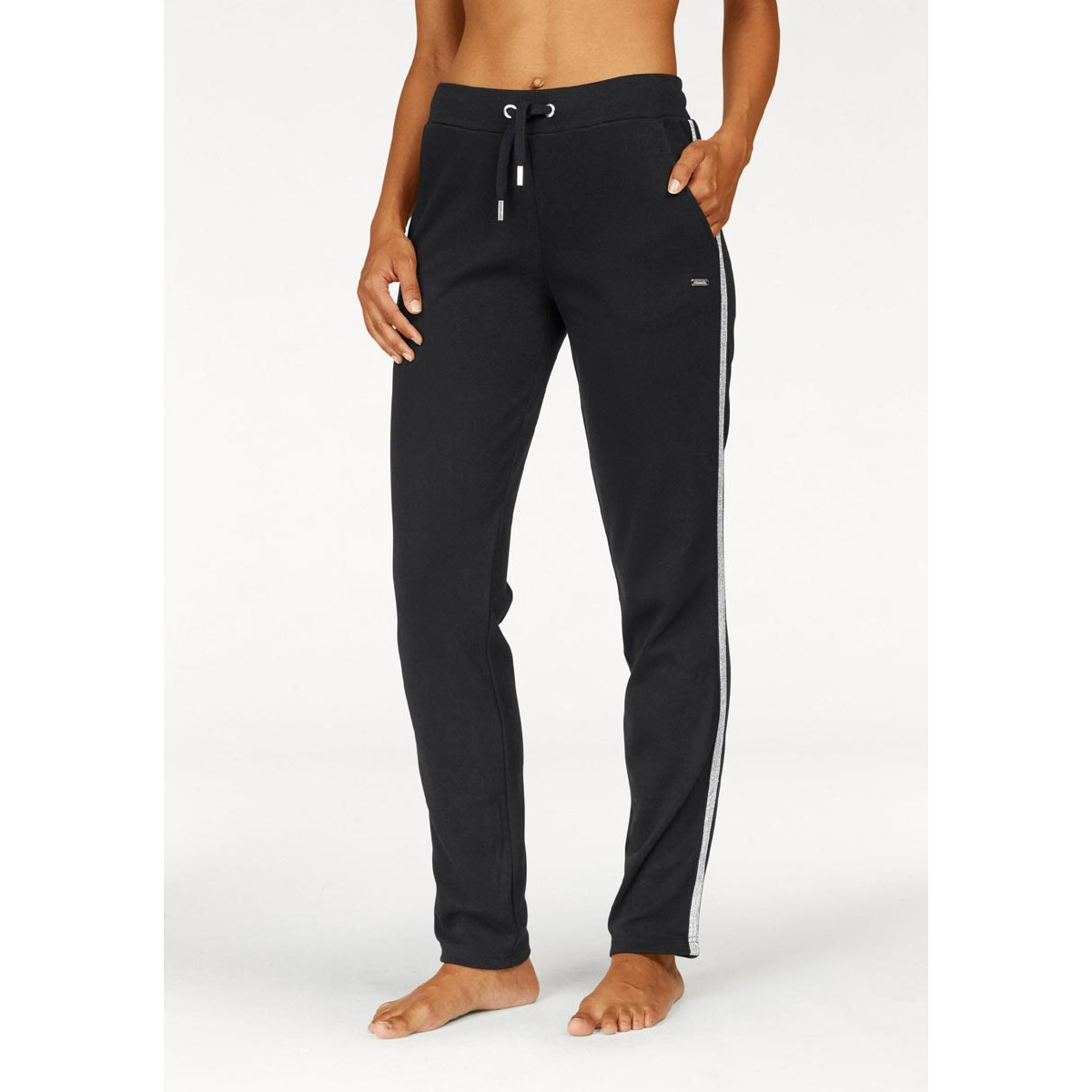 Marken-Sweathose mit Metallic-Streifen schwarz