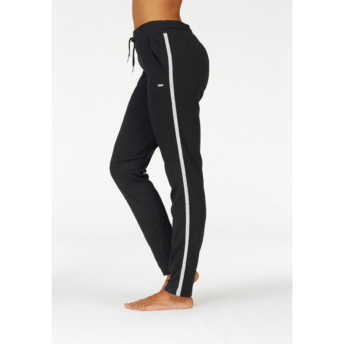 Marken-Sweathose mit Metallic-Streifen schwarz