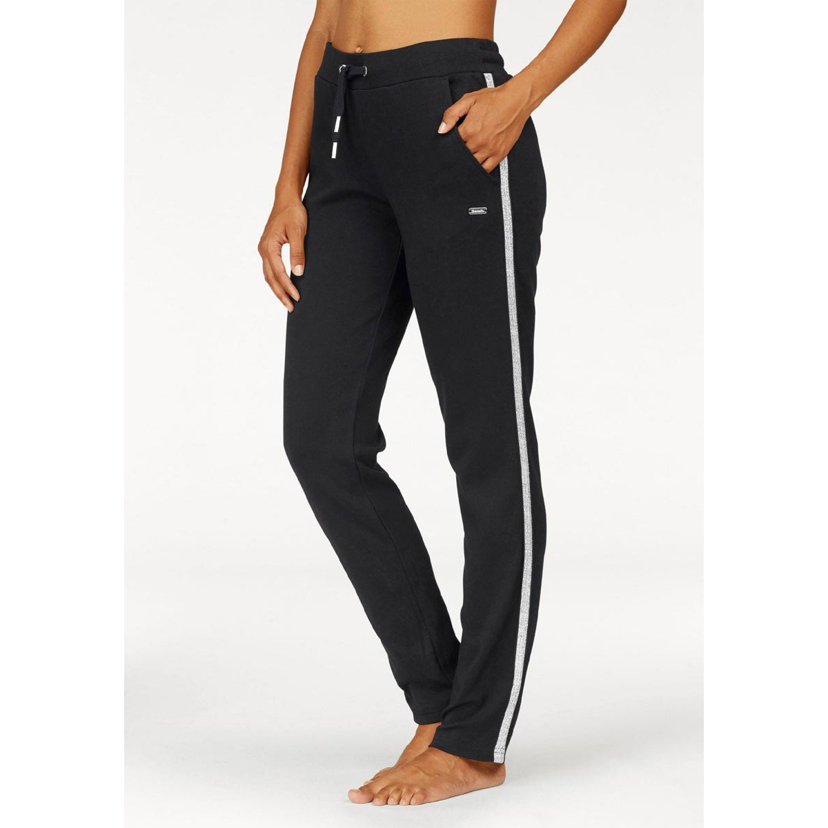 Marken-Sweathose mit Metallic-Streifen schwarz