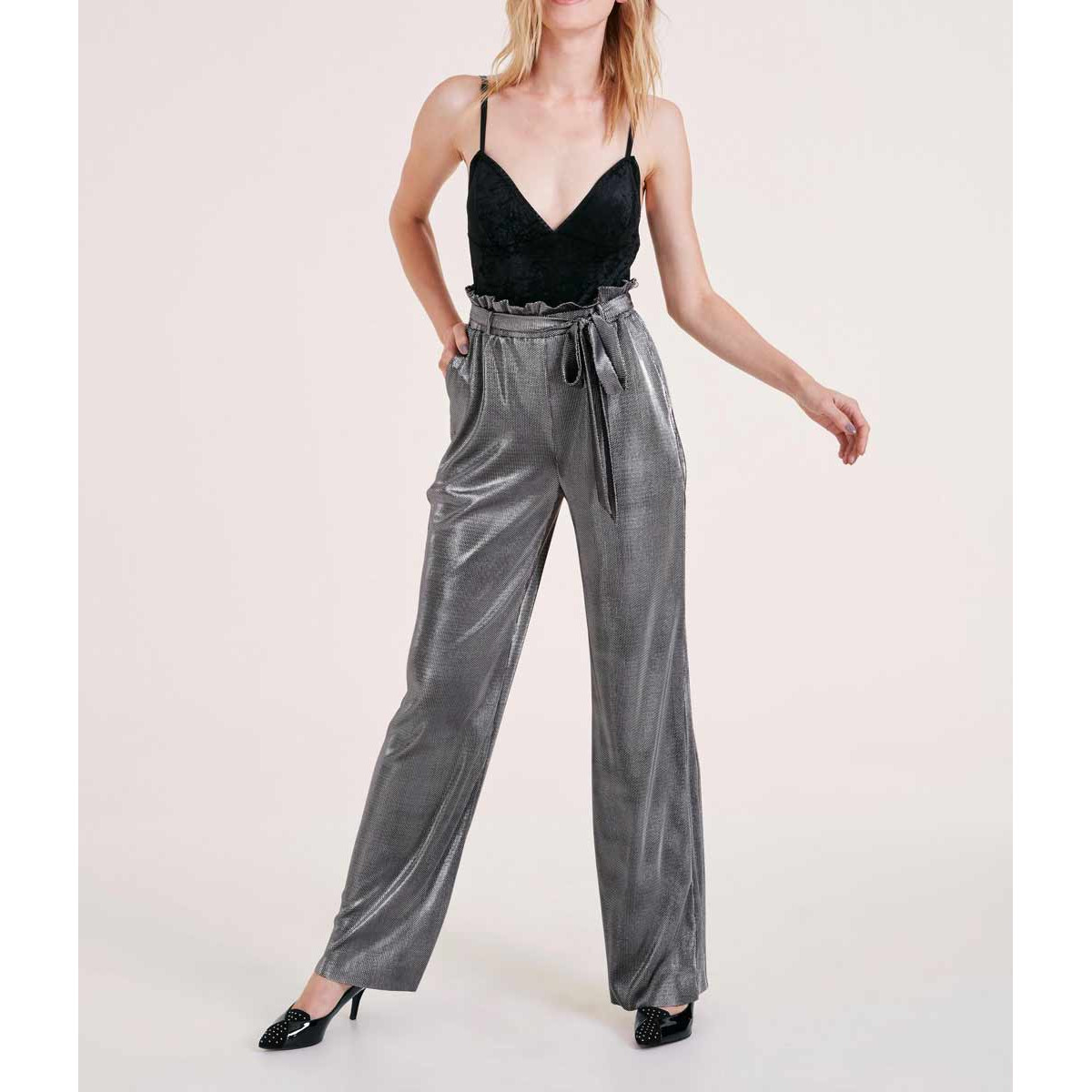 Designer-Hose silberfarben-metallic