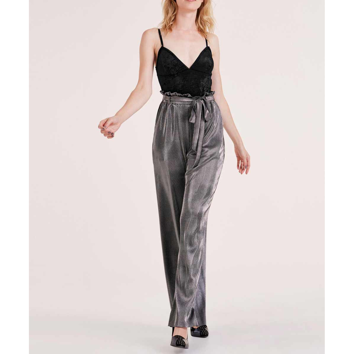 Designer-Hose silberfarben-metallic