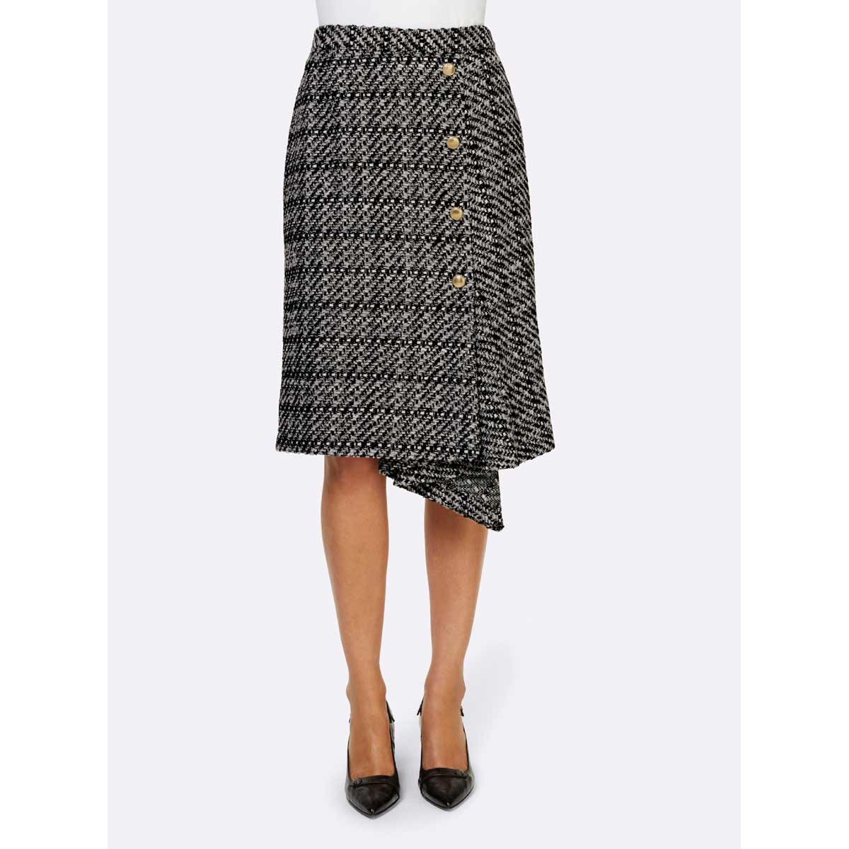 Designer-Wickelrock schwarz-ecru