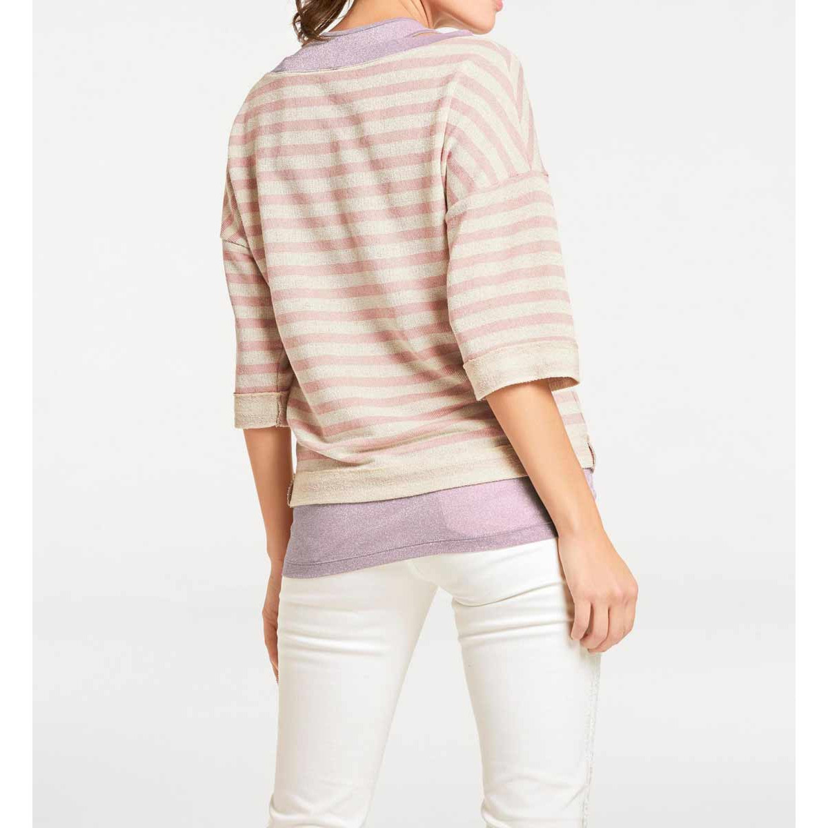 Sweatshirt + Top rosa-beige
