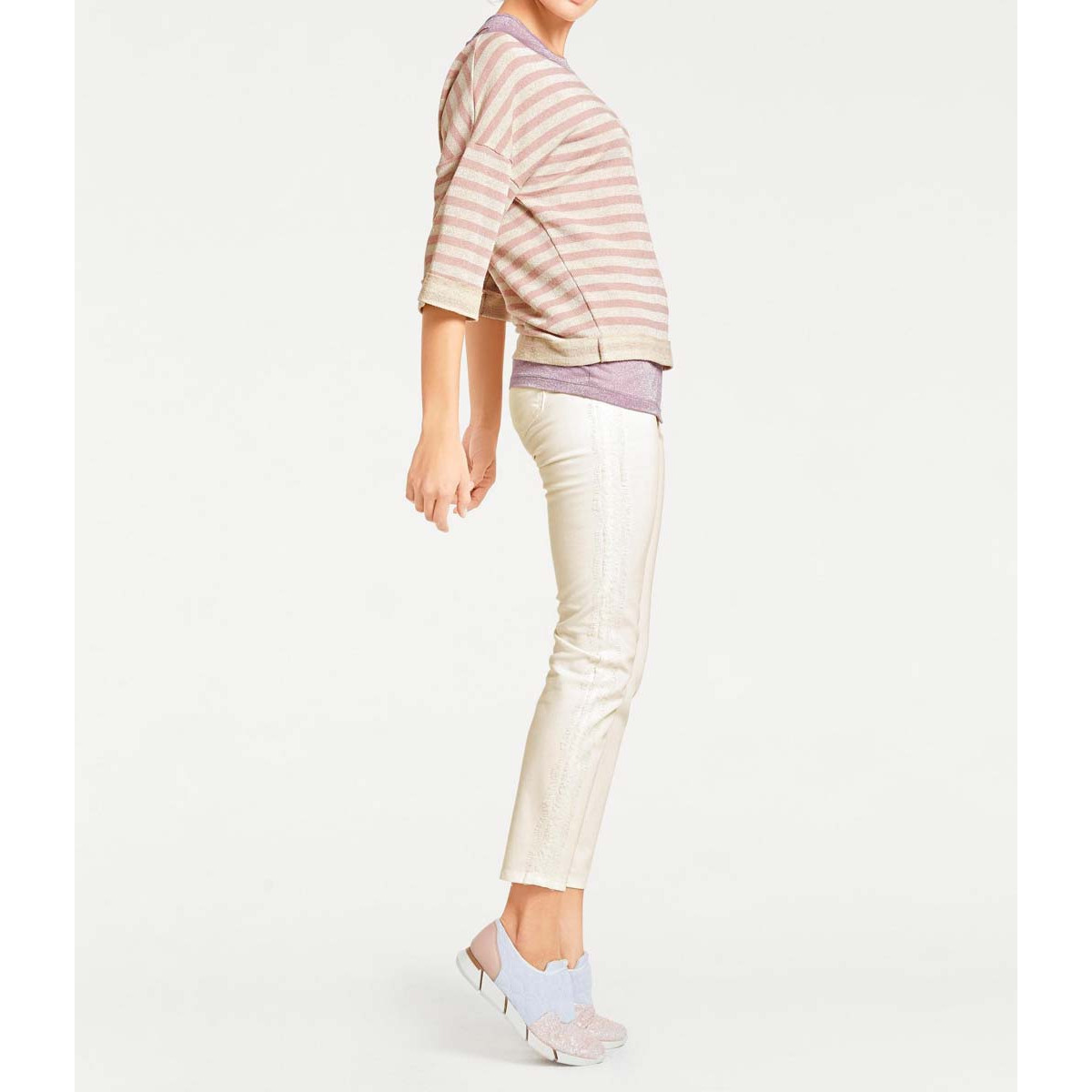 Sweatshirt + Top rosa-beige