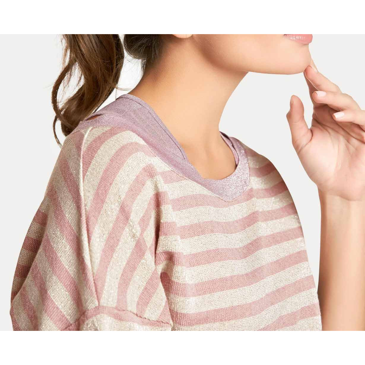 Sweatshirt + Top rosa-beige
