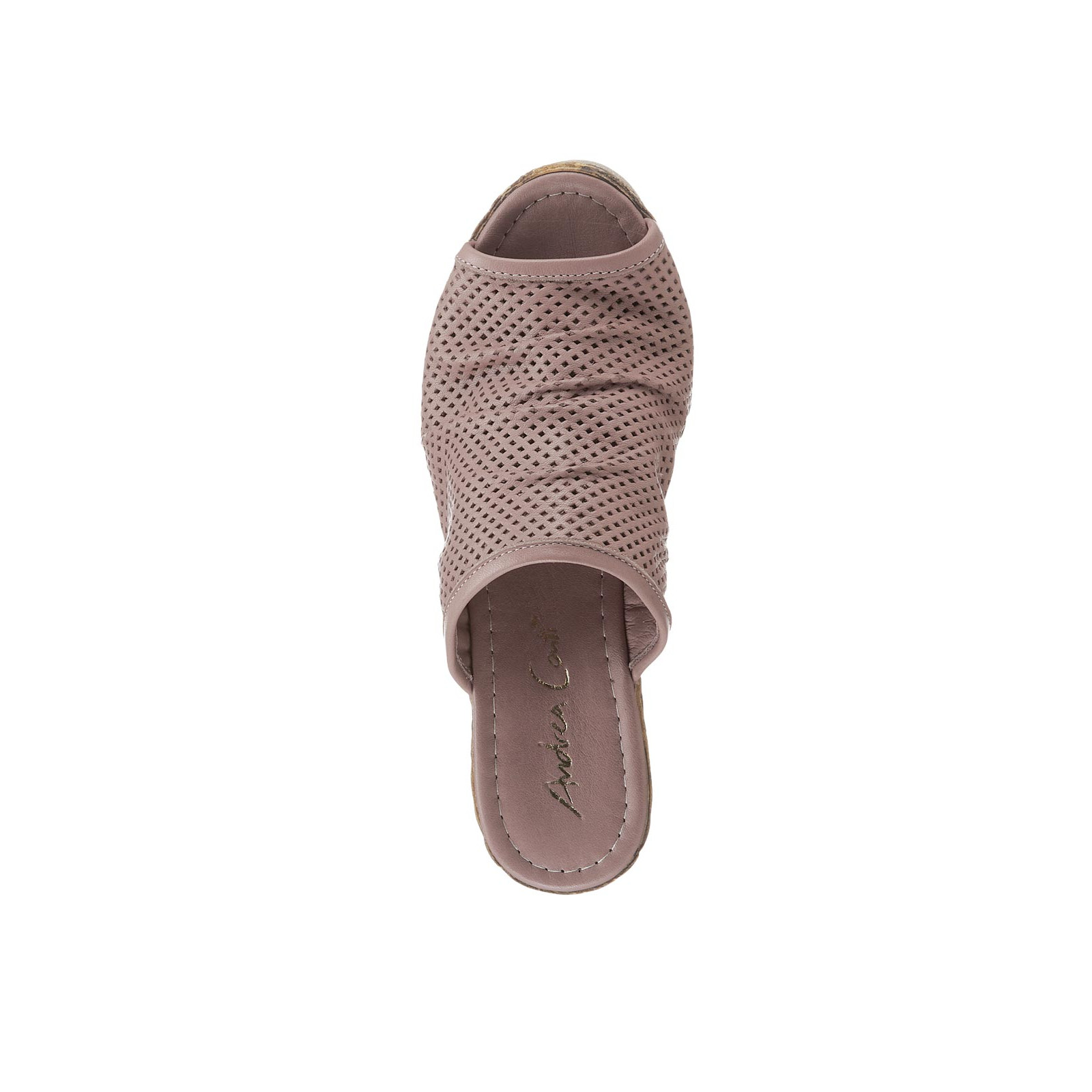 Nappaleder-Pantolette m. Lochmuster altrosa