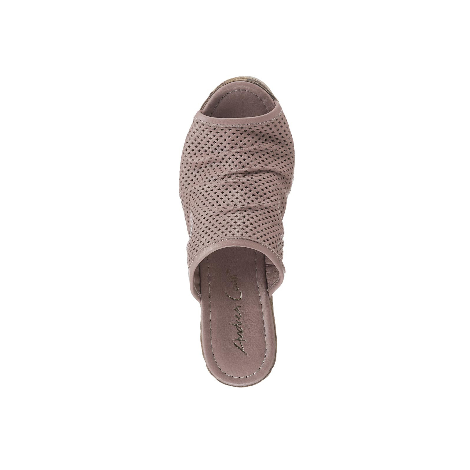 Nappaleder-Pantolette m. Lochmuster altrosa