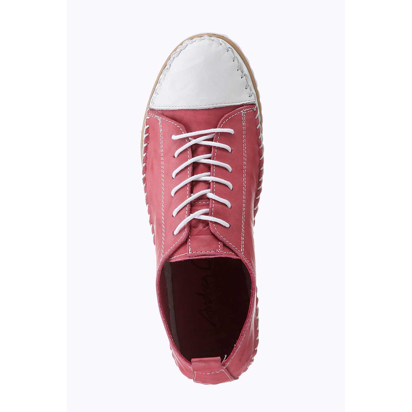 Rind-Nappaleder-Schnürer m.Handnaht pink