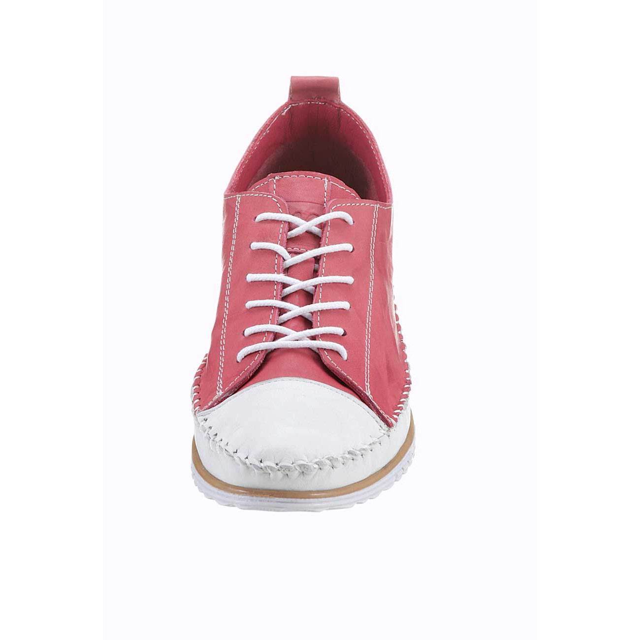 Rind-Nappaleder-Schnürer m.Handnaht pink