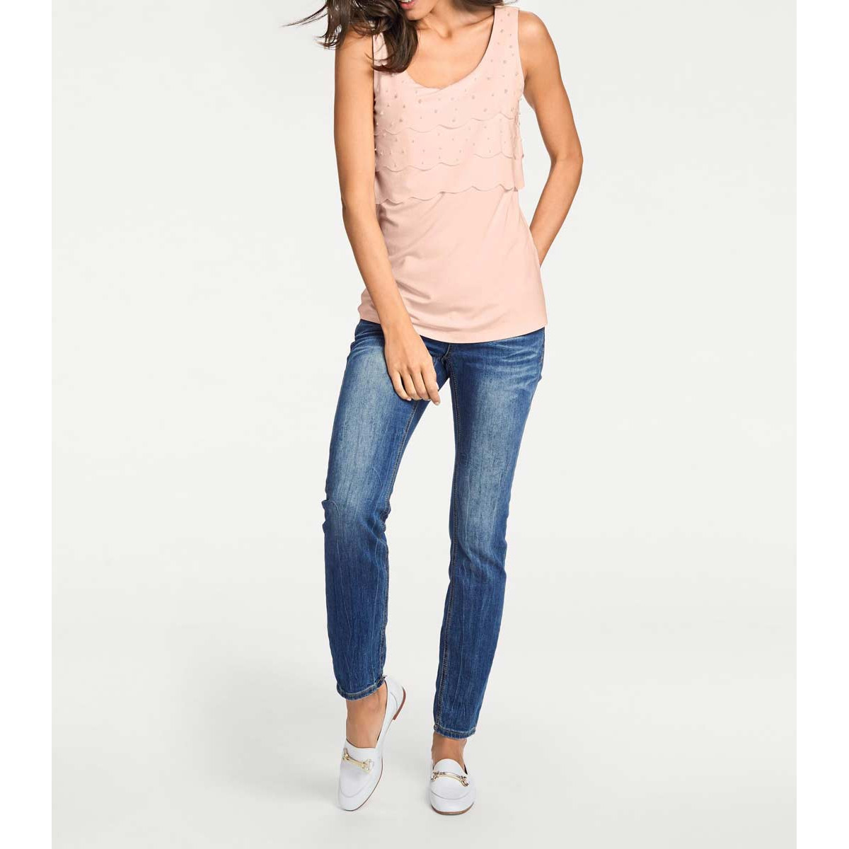 Designer-Shirttop m. Perlen rosé