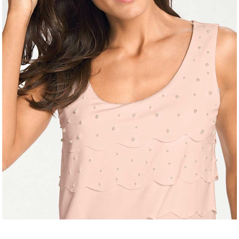 Designer-Shirttop m. Perlen rosé