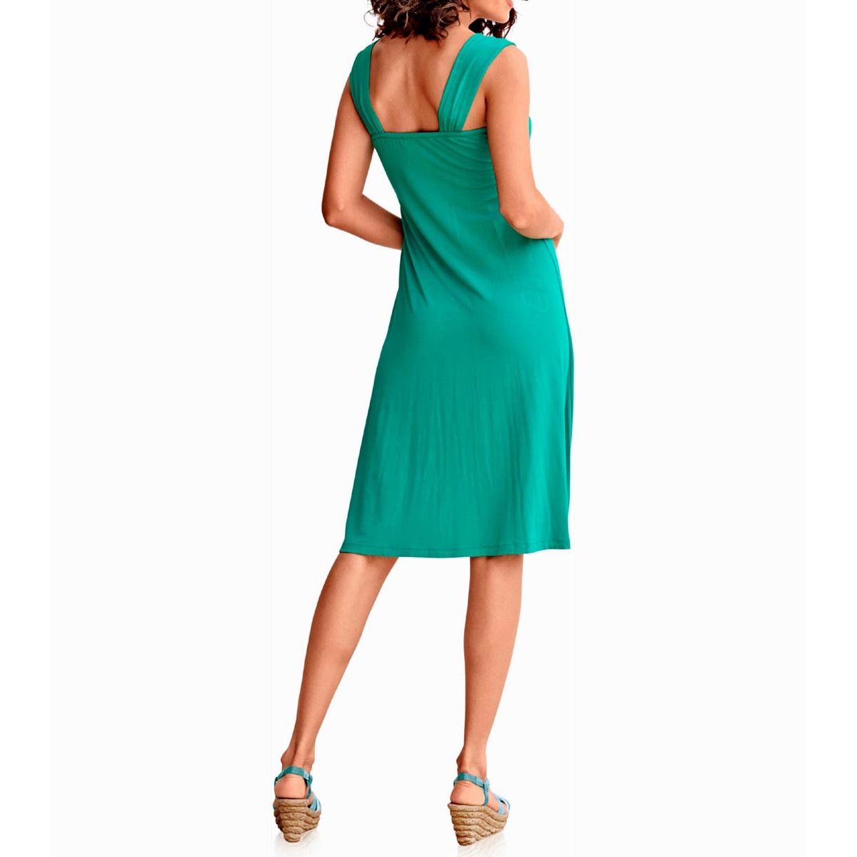 Jerseykleid m. Blumenrossette smaragd