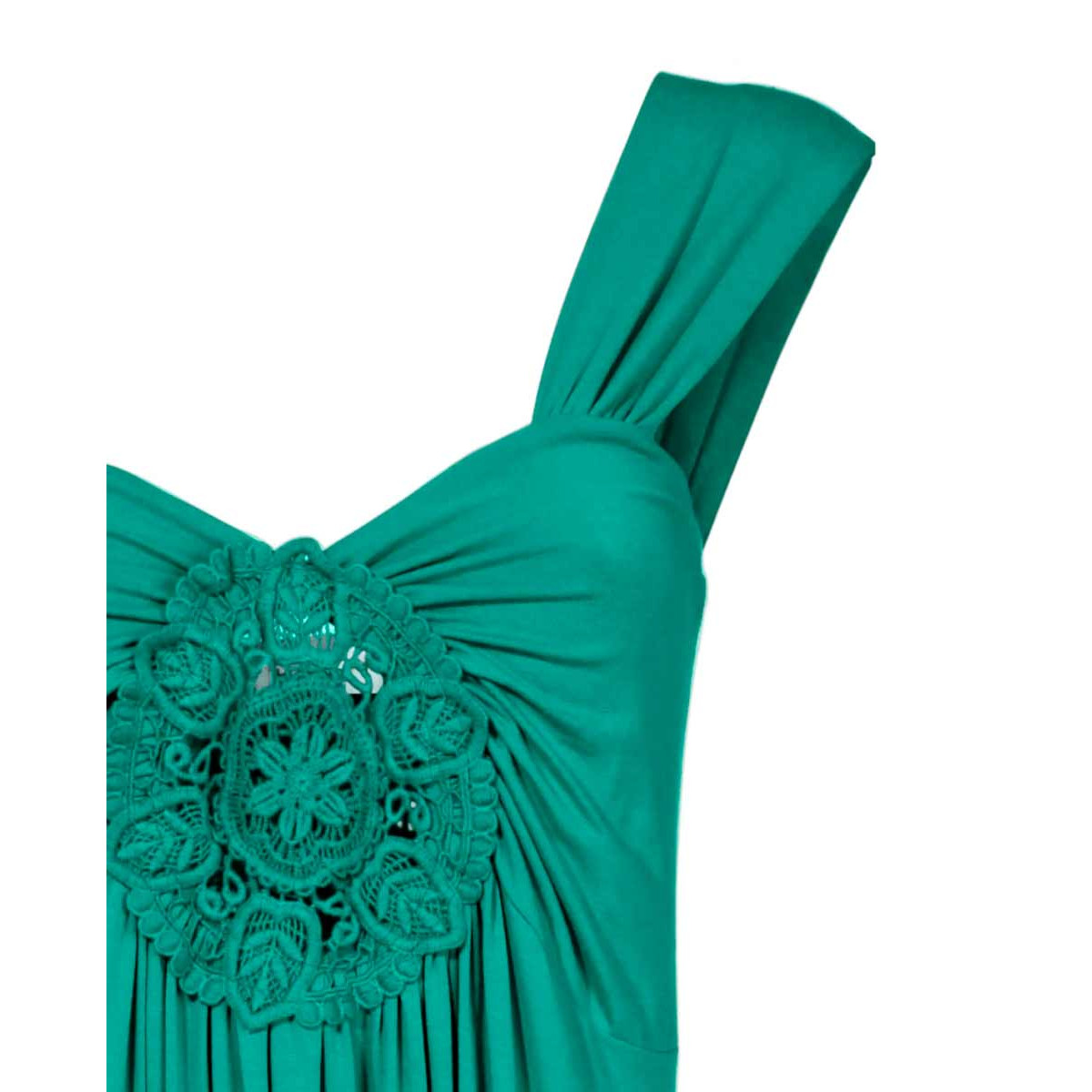 Jerseykleid m. Blumenrossette smaragd