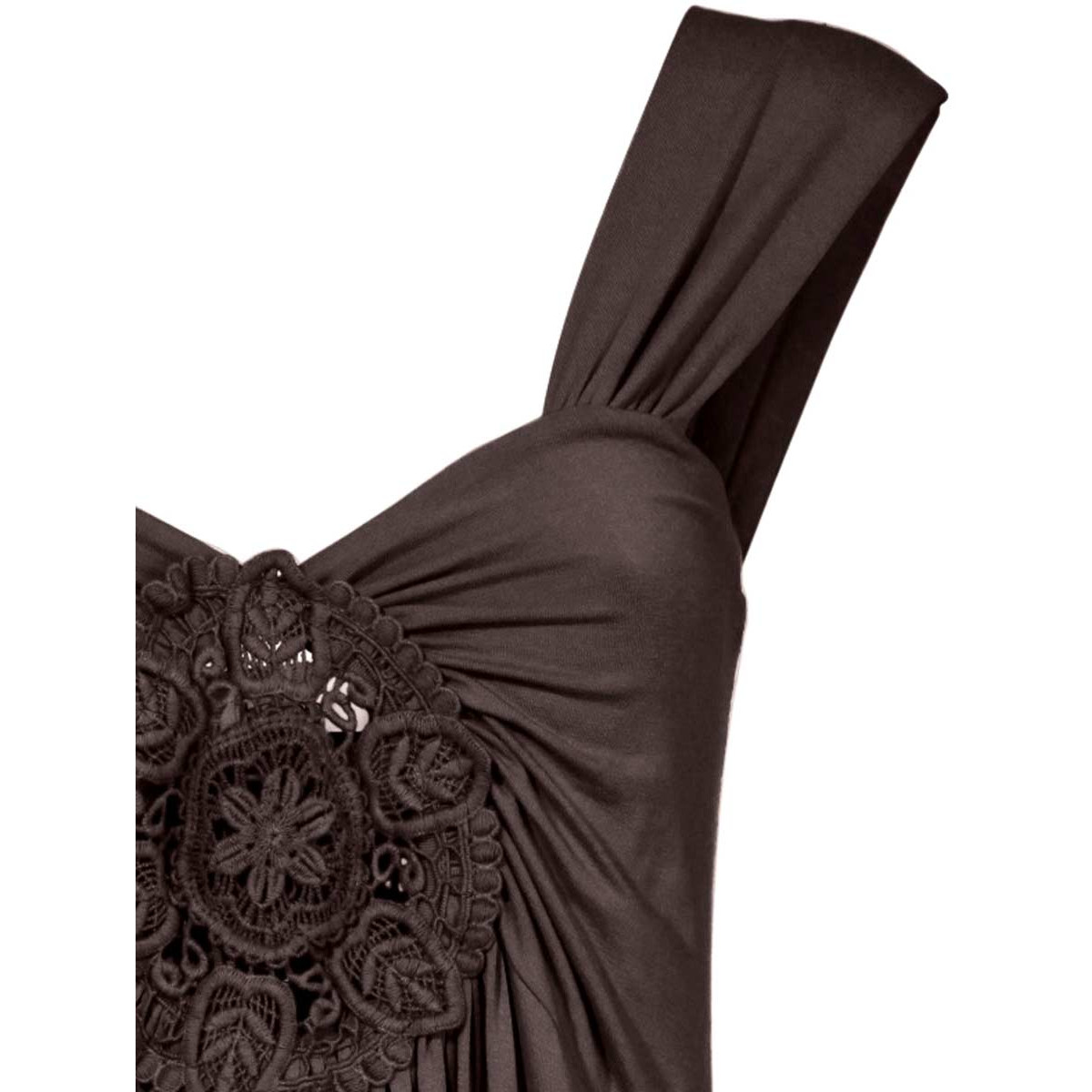 Jerseykleid m. Blumenrossette schokobraun