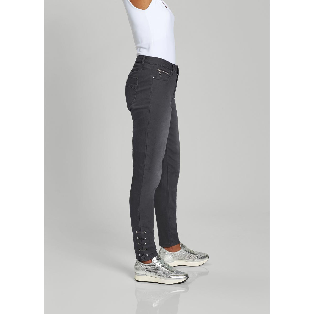Stretchhose m. Schnürung grau