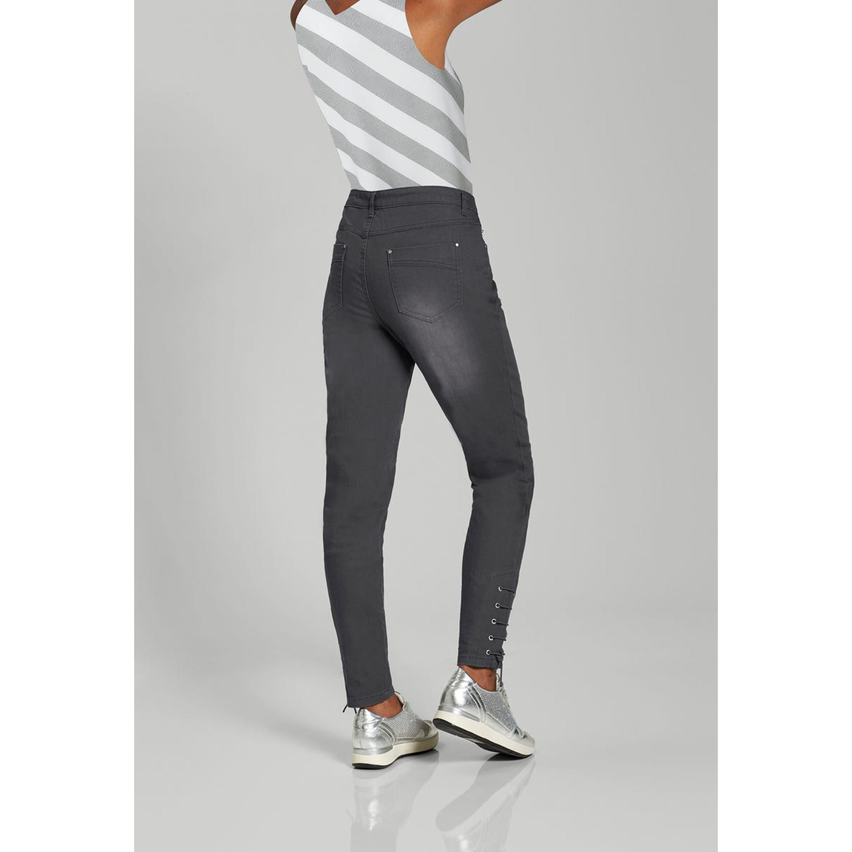 Stretchhose m. Schnürung grau