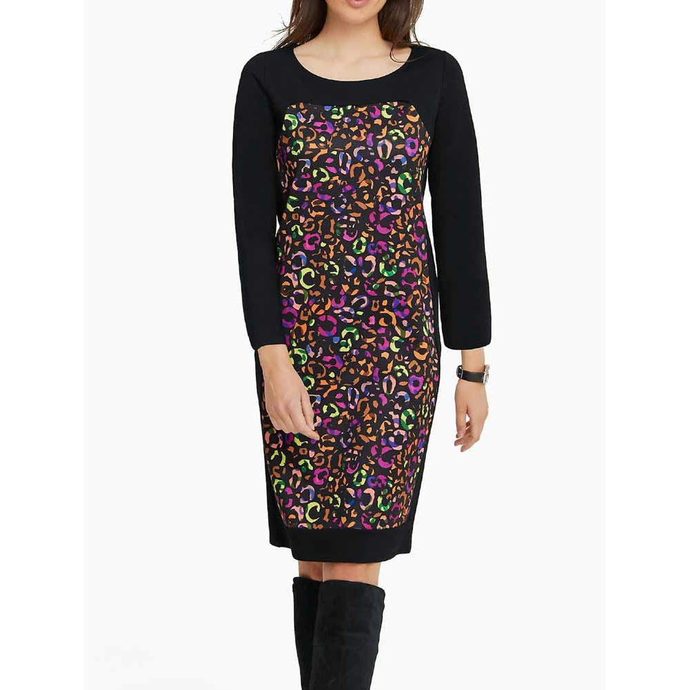 Designer-Druckkleid schwarz-bunt