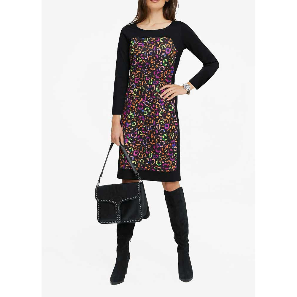 Designer-Druckkleid schwarz-bunt