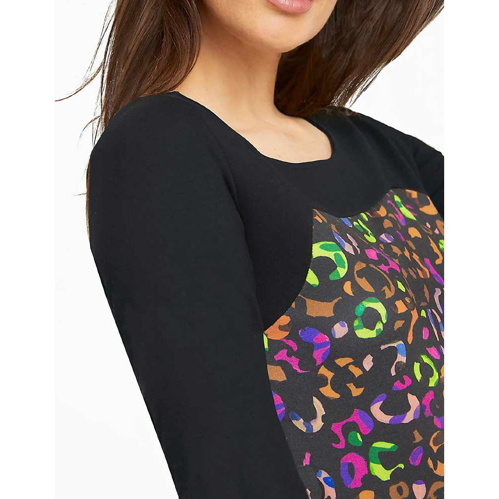 Designer-Druckkleid schwarz-bunt