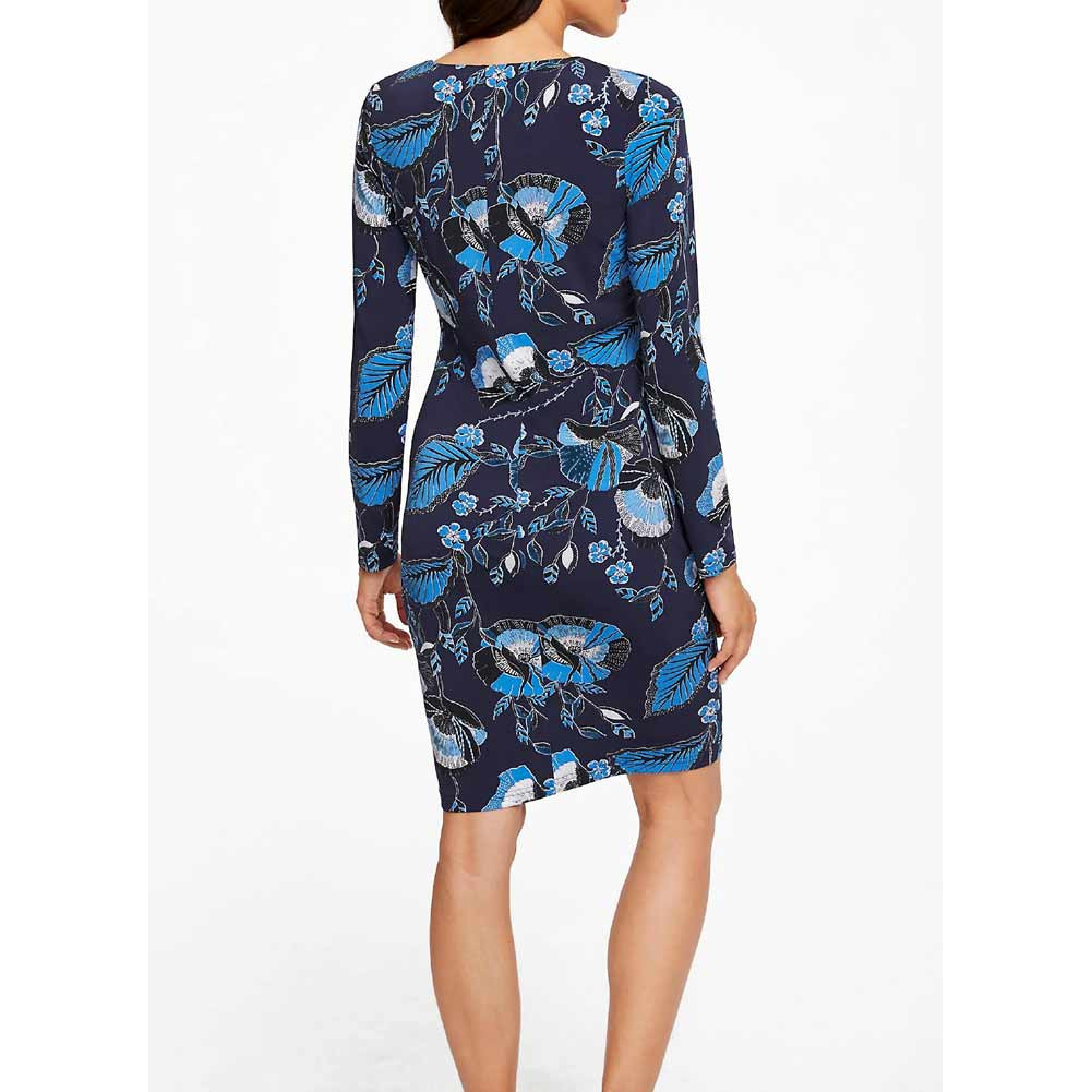 Designer-Druckkleid marine-blau