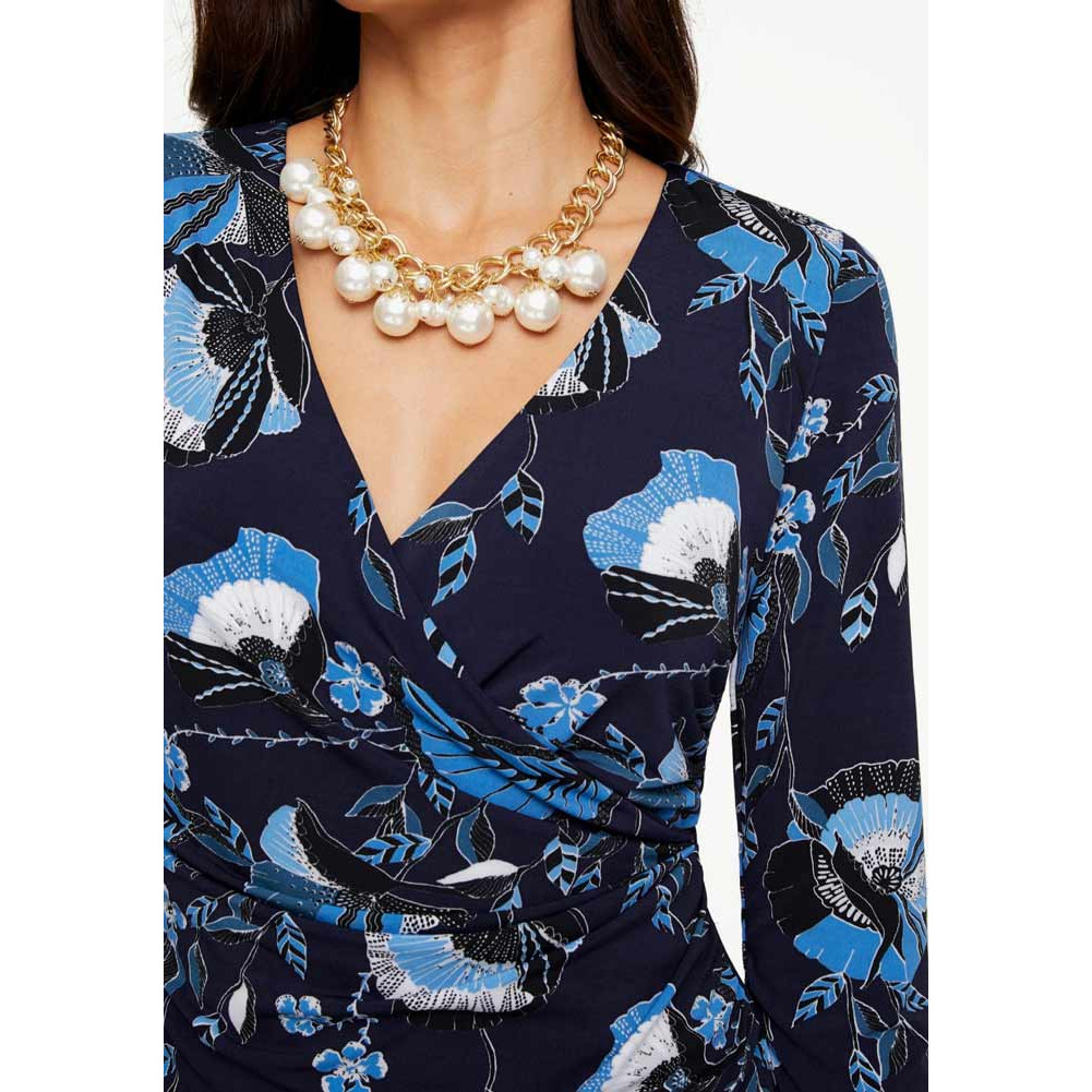 Designer-Druckkleid marine-blau