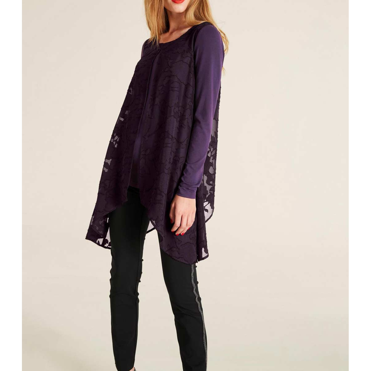 Designer-2-in-1-Shirt pflaume