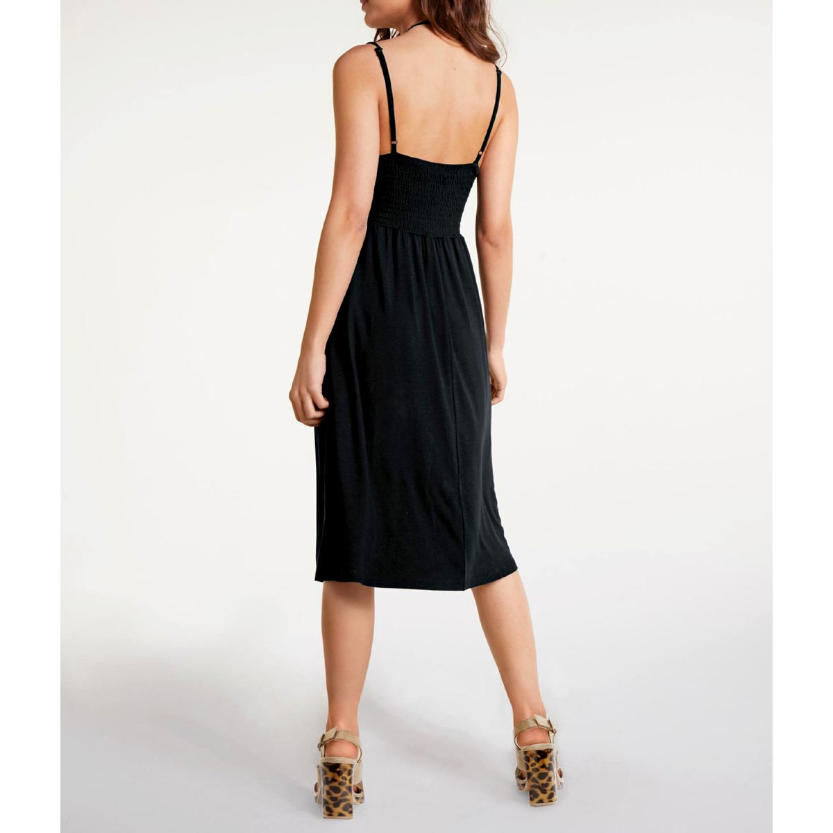 Designer-Jerseykleid m. Häkelspitze schwarz