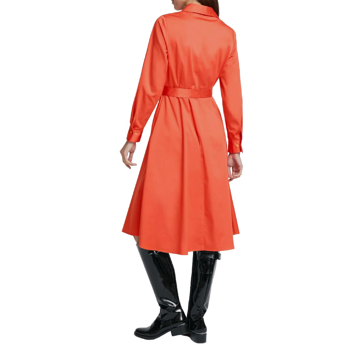 Designer-Hemdblusenkleid m. Gürtel orange