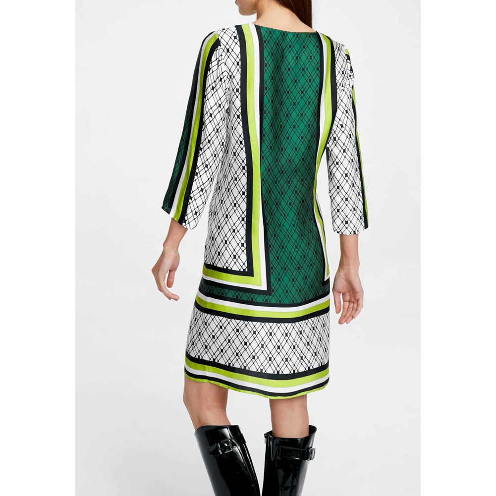 Designer-Druckkleid grün-schwarz