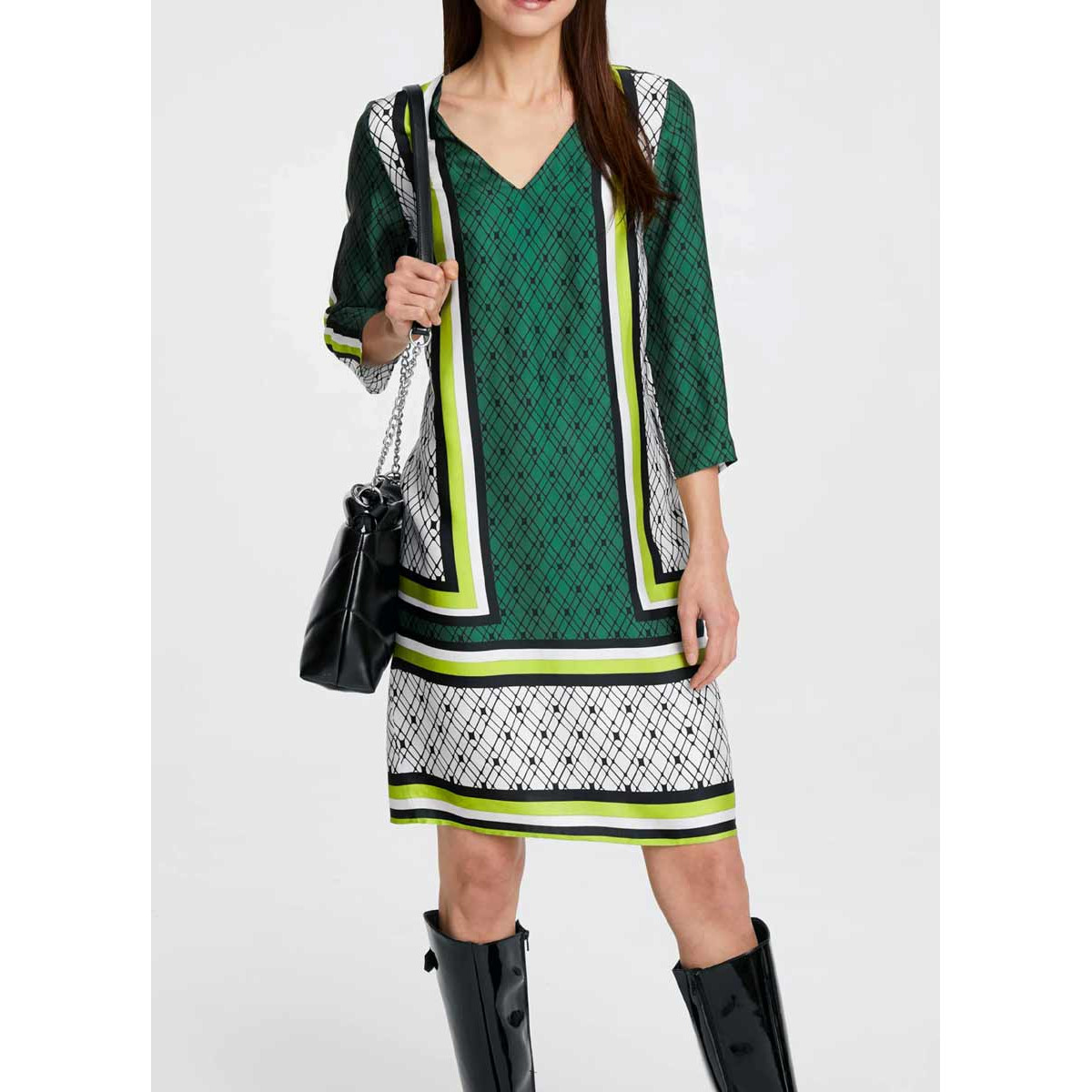 Designer-Druckkleid grün-schwarz