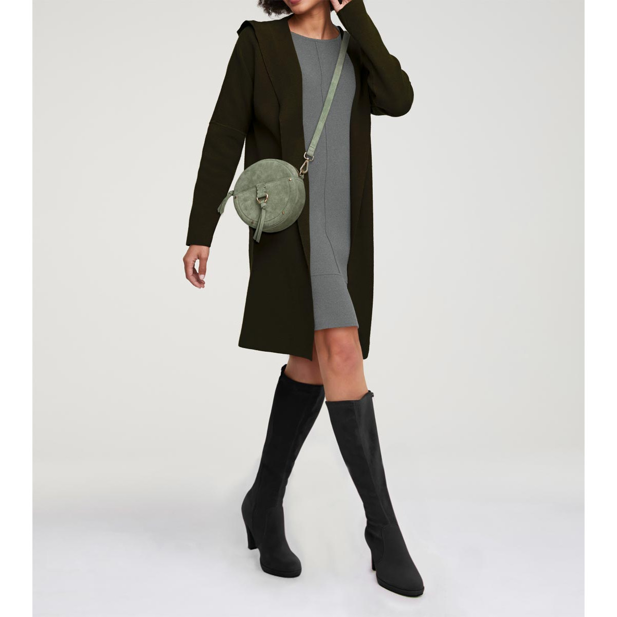 Designer-Strickkleid grau-melange