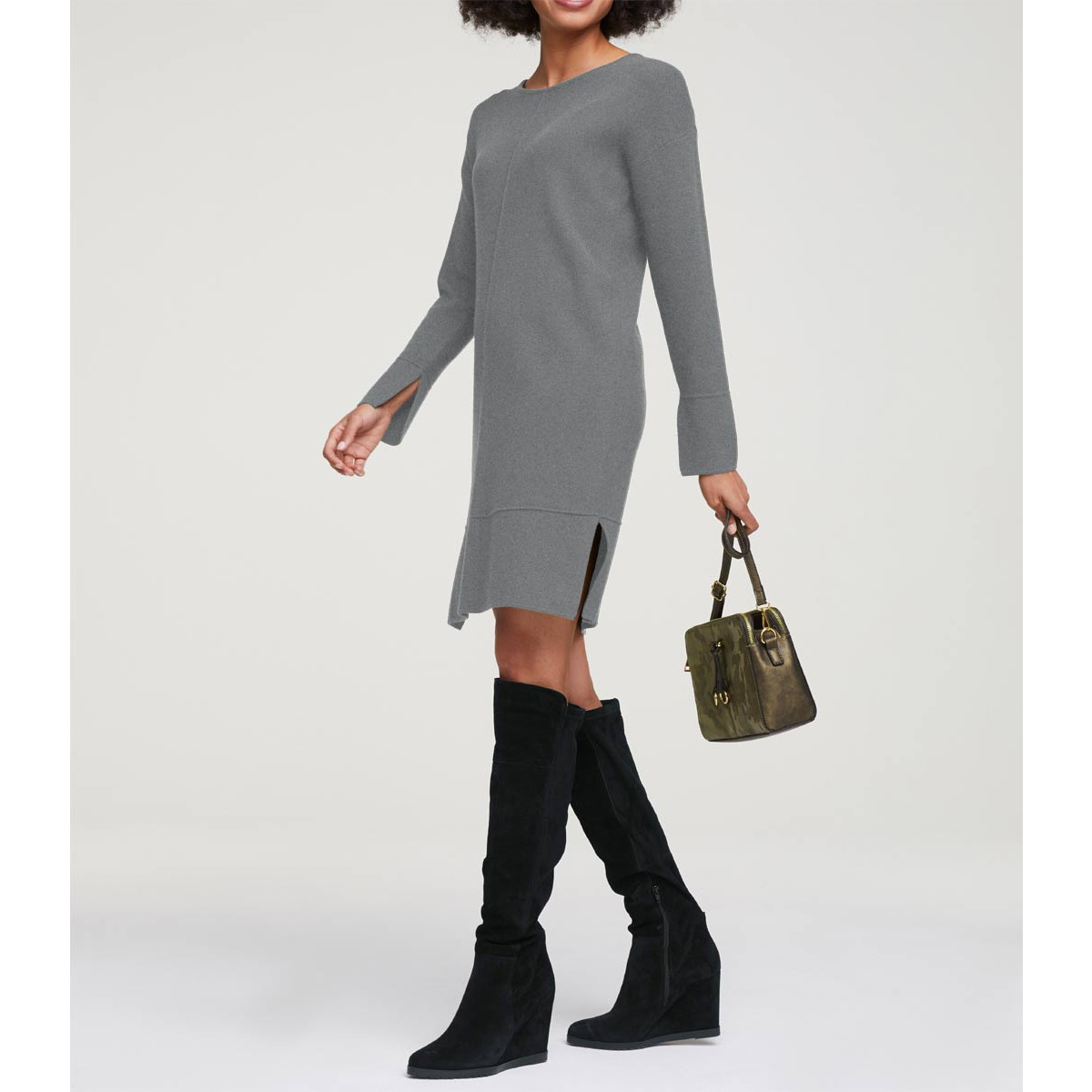 Designer-Strickkleid grau-melange