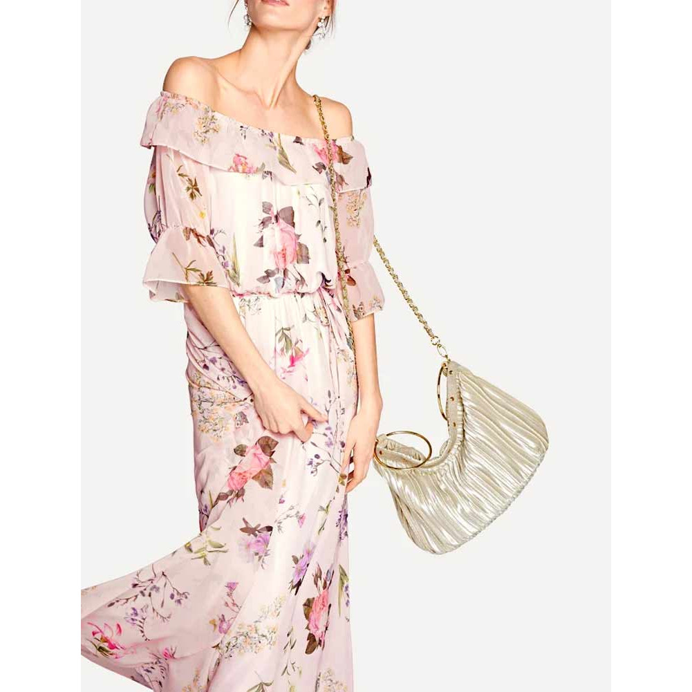 Designer-Maxikleid rosé-bunt