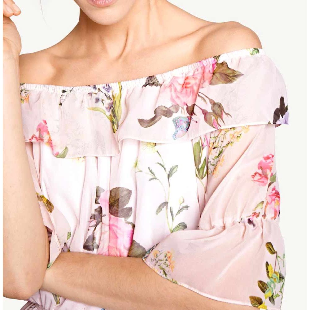 Designer-Maxikleid rosé-bunt