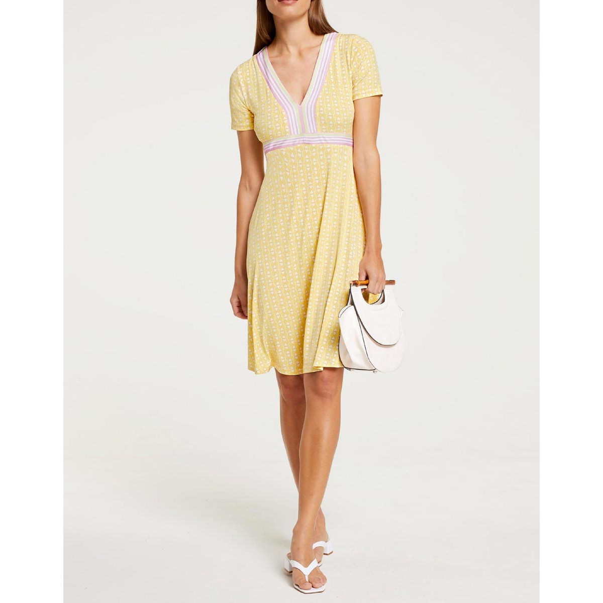 Designer-Jersey-Druckkleid vanille-rosé