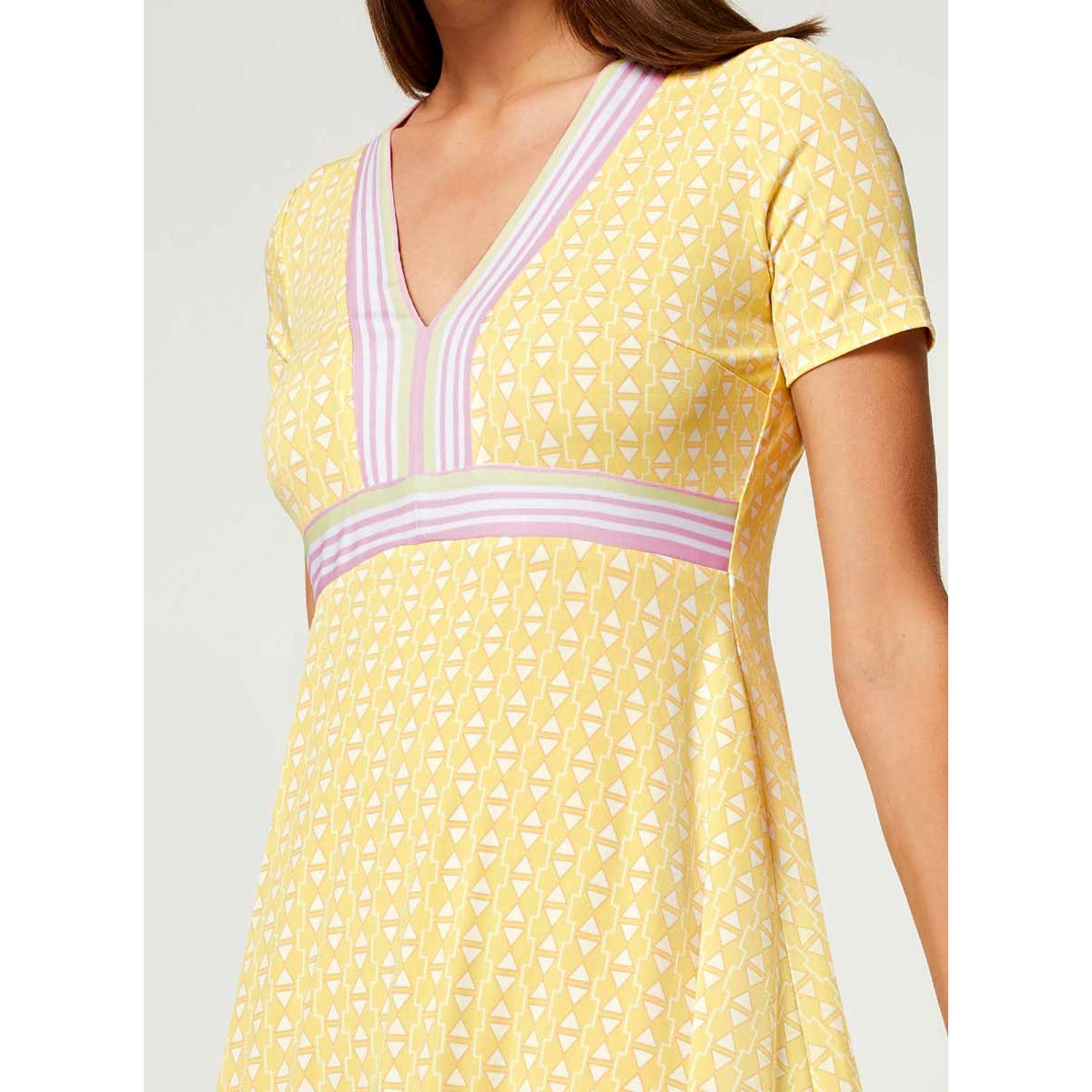 Designer-Jersey-Druckkleid vanille-rosé