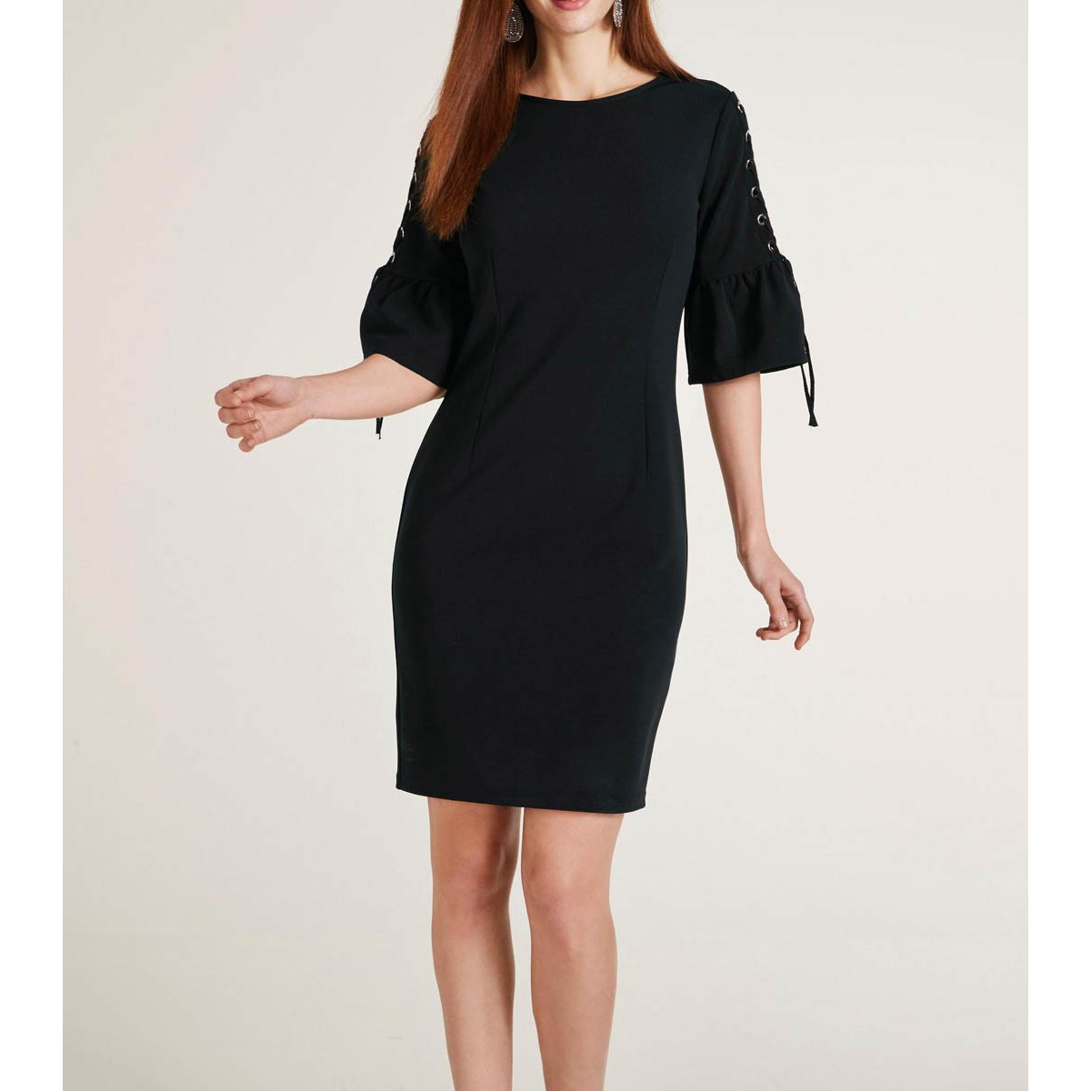 Designer-Kleid m. Schnürung schwarz