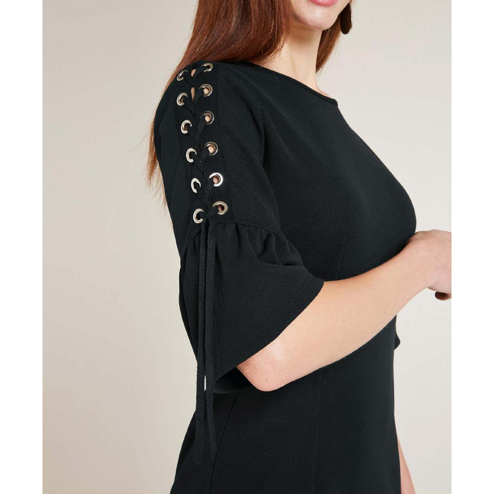 Designer-Kleid m. Schnürung schwarz