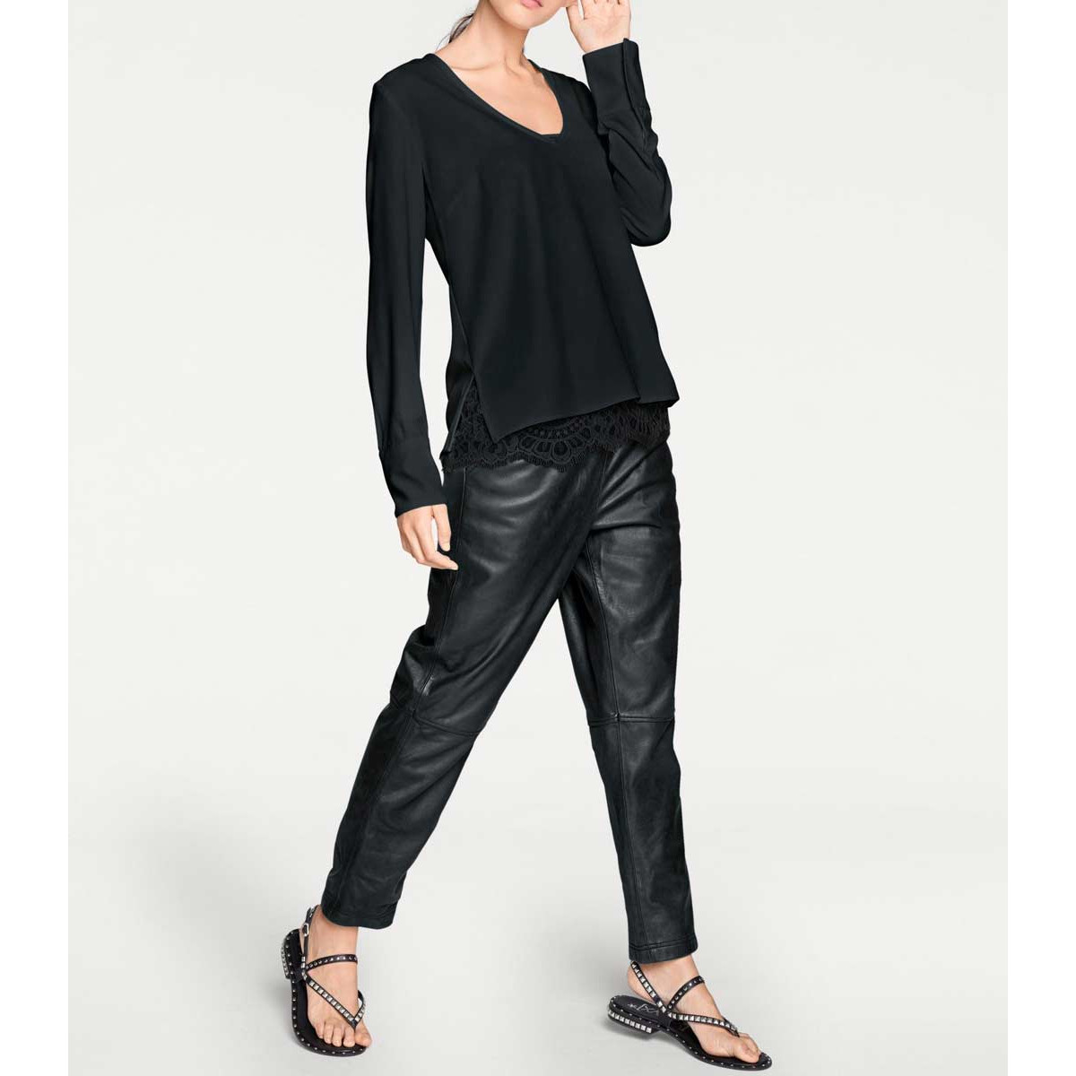 Designer-2-in-1-Bluse schwarz