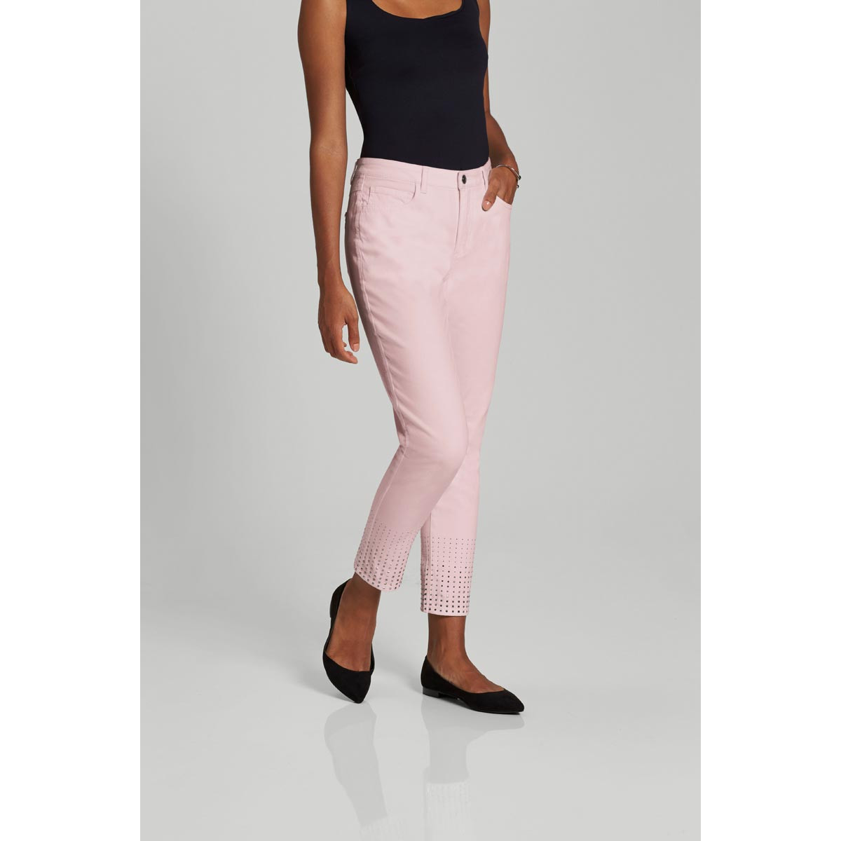 Stretchjeans m. Ziernieten rosé