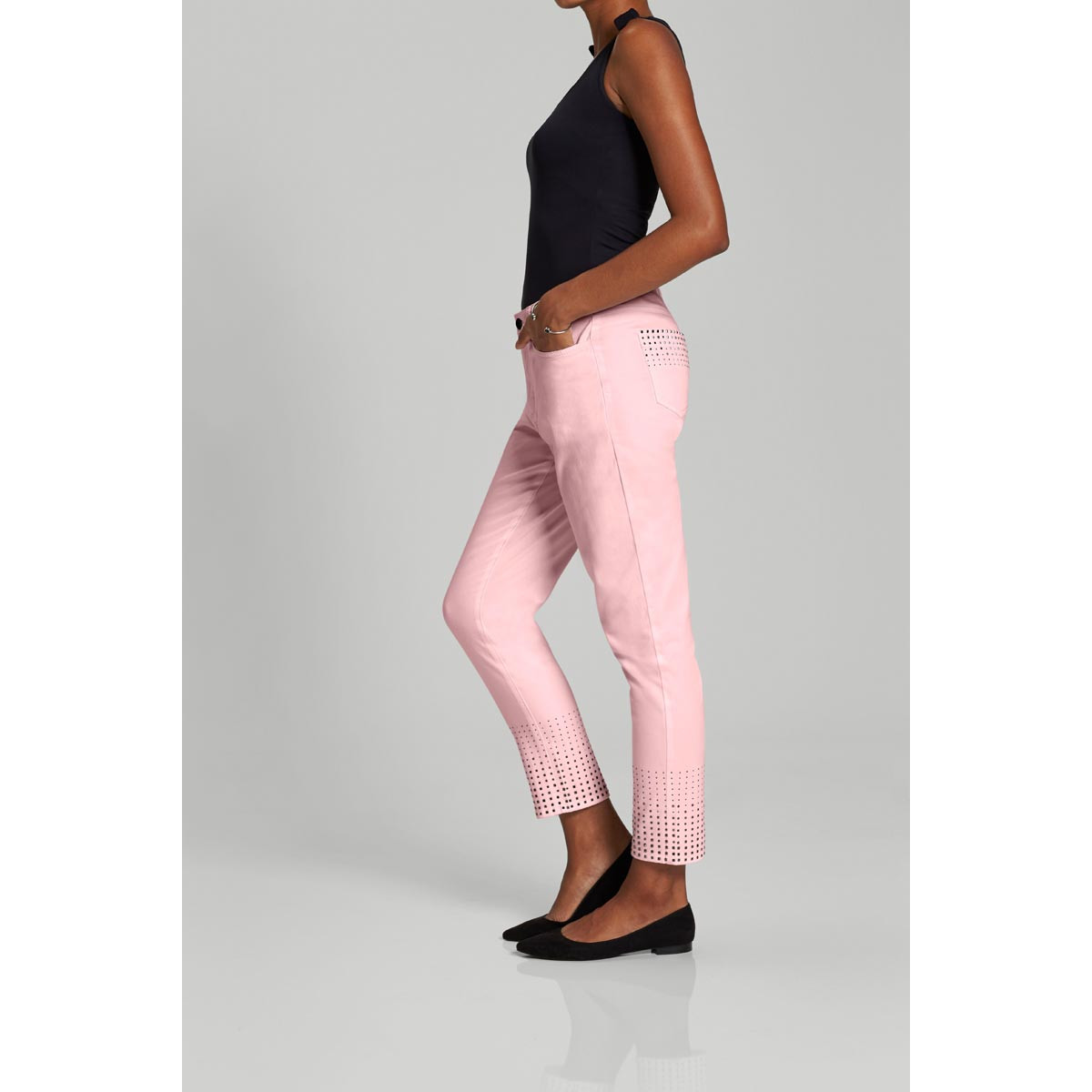 Stretchjeans m. Ziernieten rosé