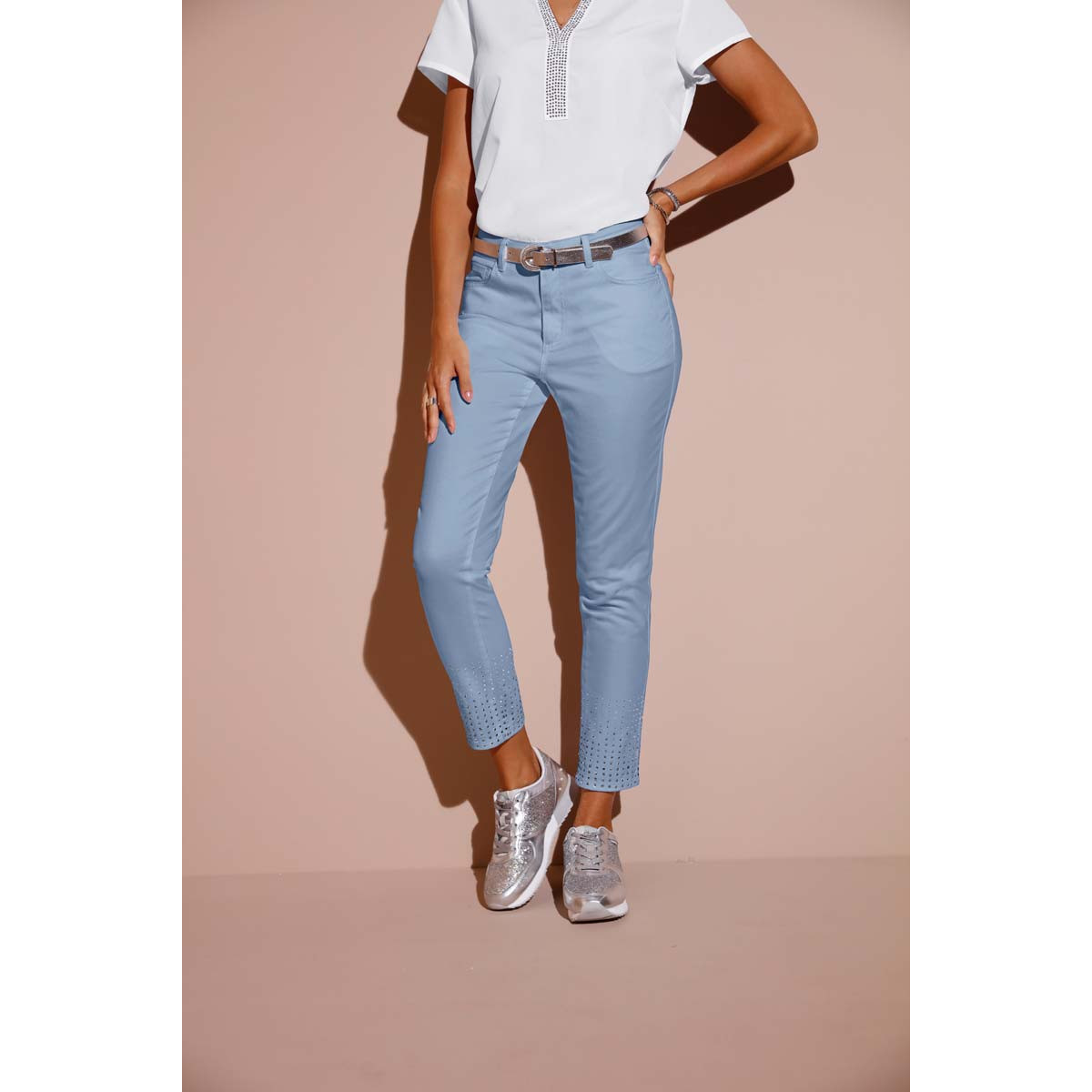 Stretchjeans m. Ziernieten jeansblau