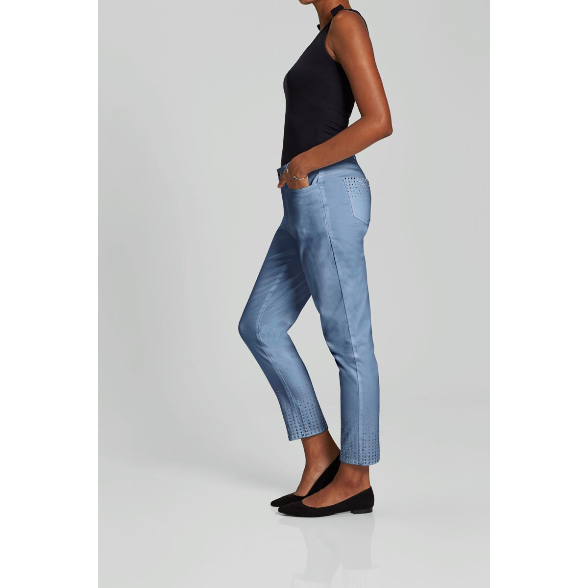 Stretchjeans m. Ziernieten jeansblau