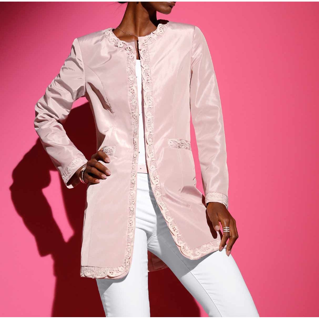 Blazer m. Spitze rosé