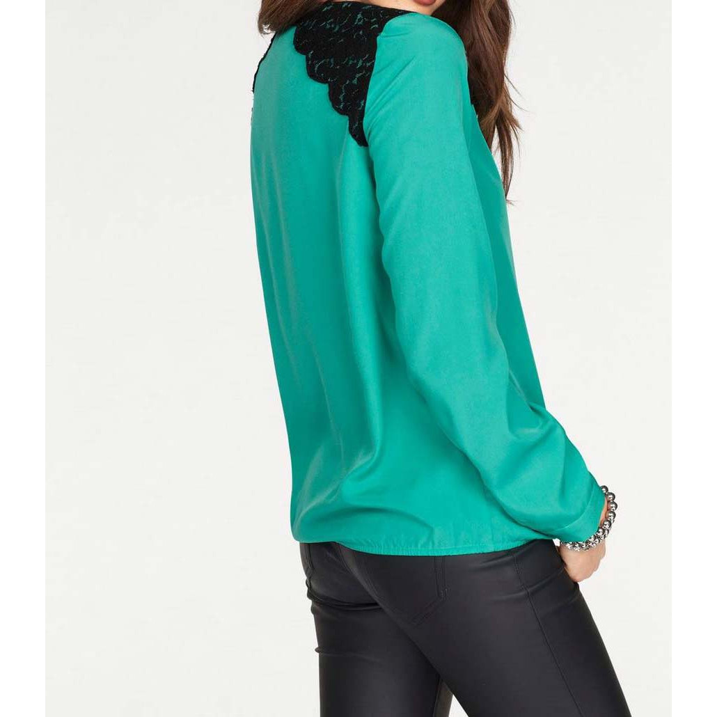 Bluse mit Spitze petrolgrün