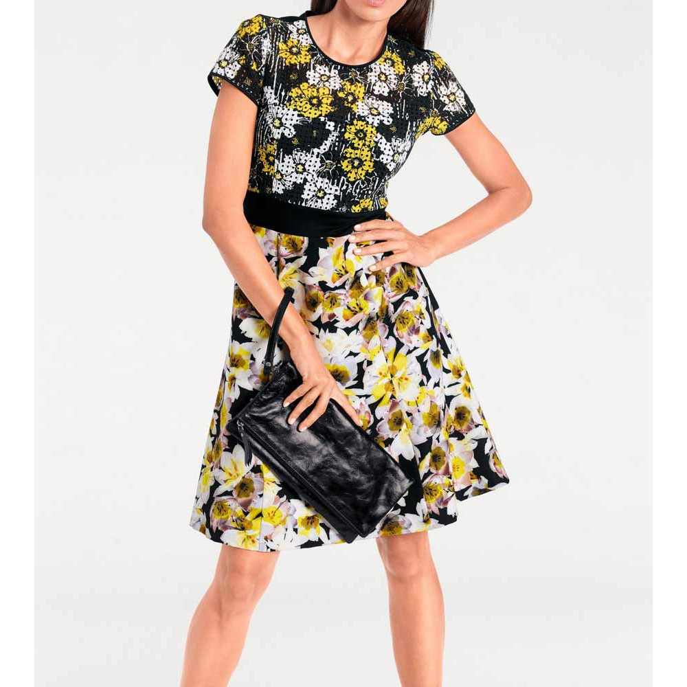 Designer-Prinzesskleid schwarz-gelb